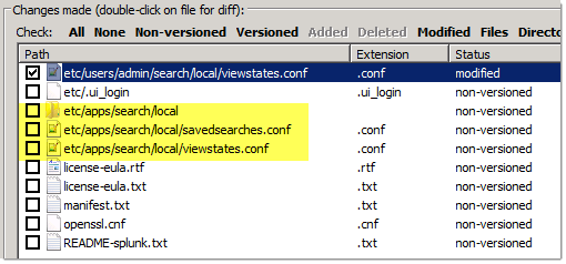 Splunk Subversion adding saved search results